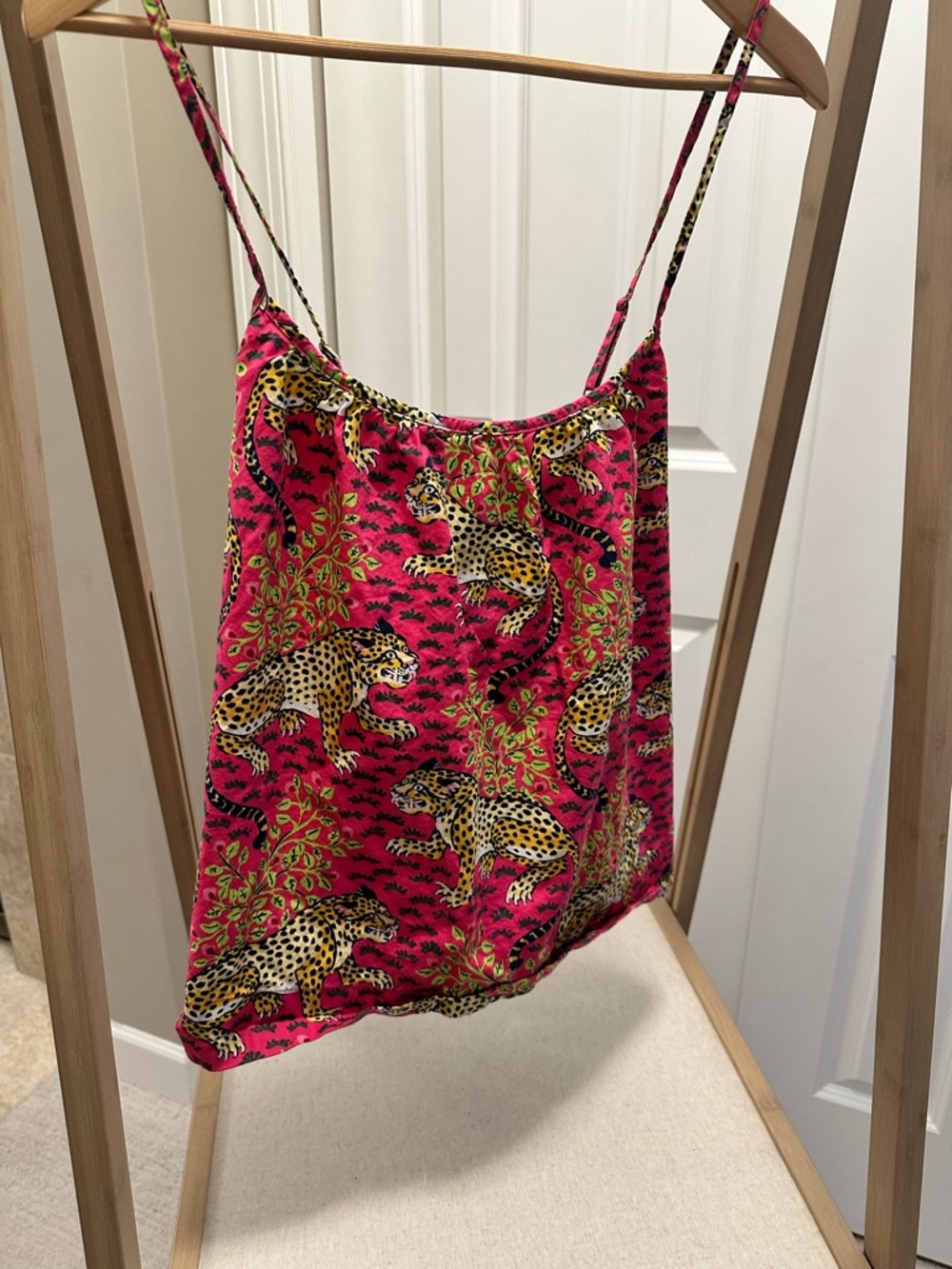 Printfresh Bagheera Hot Pink Leopard Print Cami Tank Top XL Cotton Pajama